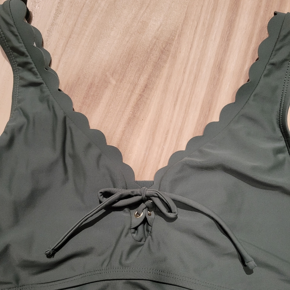 Olive Scalloped Swimsuit
